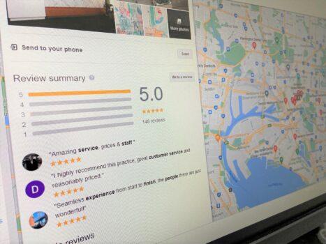 A shot of Google Maps and Review in Sydney, Australia, on Jul. 20, 2021<br/>(The Epoch Times)