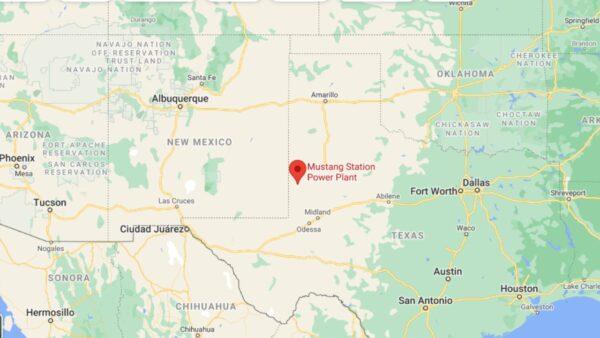 A map showing the location of Mustang Station Power Plant in Texas. (Google Maps)