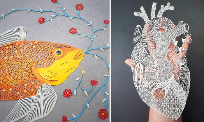 Artist Uses Fine Blades to Create Mind-Blowing Papercut Works of Art From a Single Sheet of Paper