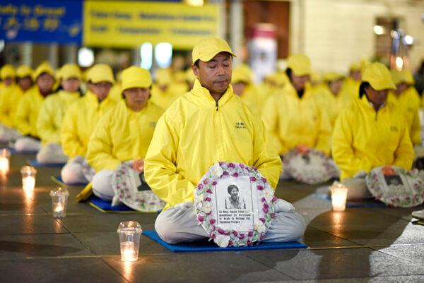 Falun Dafa practitioners commemorate lives lost and 20 years of persecution by the Chinese communist regime in Sydney, Australia, on July 19, 2019. (The Epoch Times)