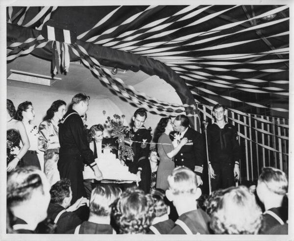 A party aboard the USS Bon Homme Richard, circa 1952. (Courtesy Arthur Moss)