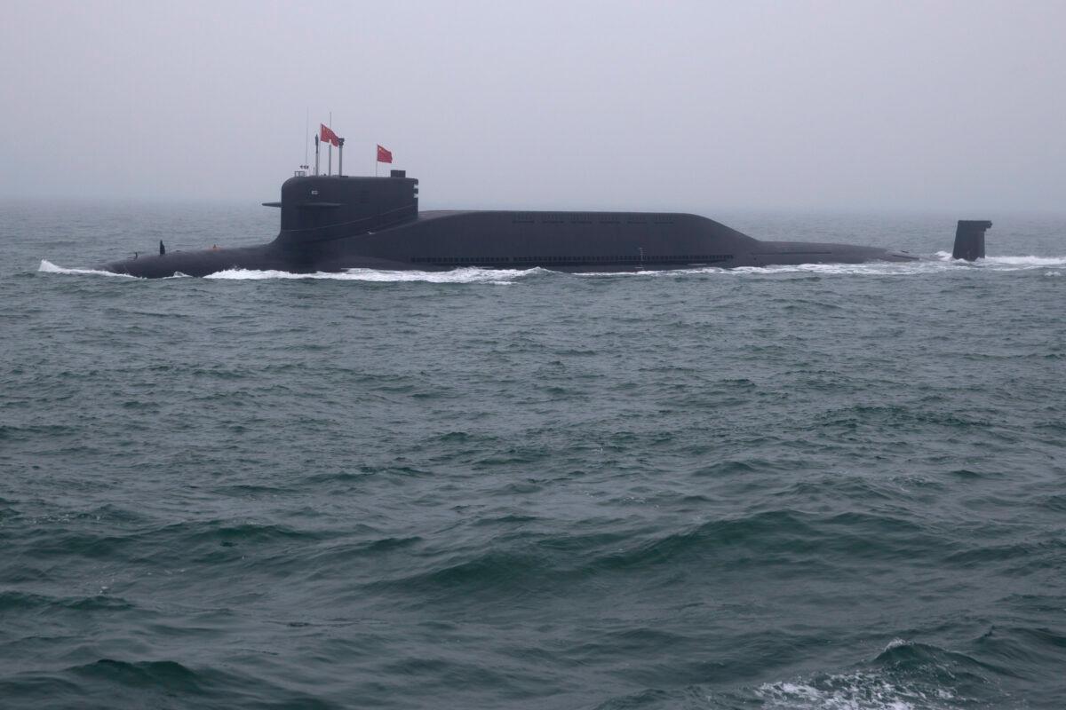 A type 094 Jin-class nuclear submarine Long March 15 of the Chinese Navy participates in a naval parade near Qingdao, in China's Shandong Province on April 23, 2019. (Mark Schiefelnein/AFP via Getty Images)