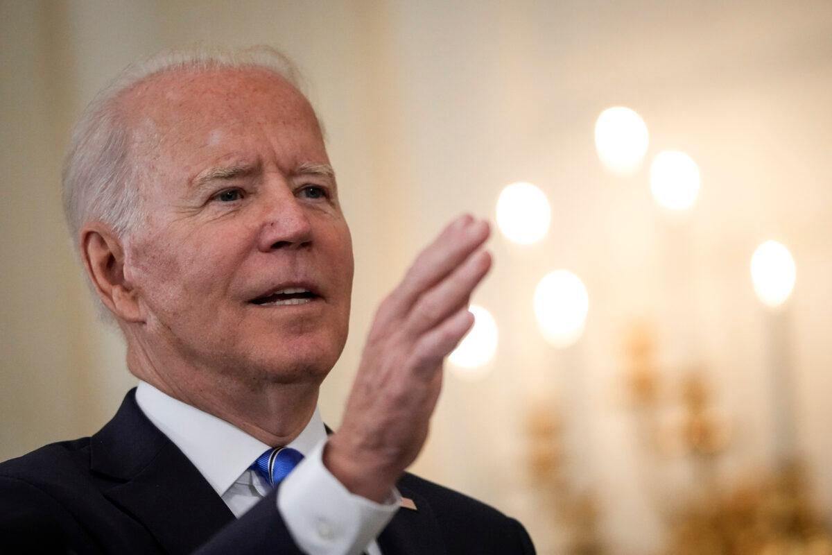 President Joe Biden speaks about the nation's economic recovery amid the COVID-19 pandemic in the State Dining Room of the White House on July 19, 2021. (Drew Angerer/Getty Images)