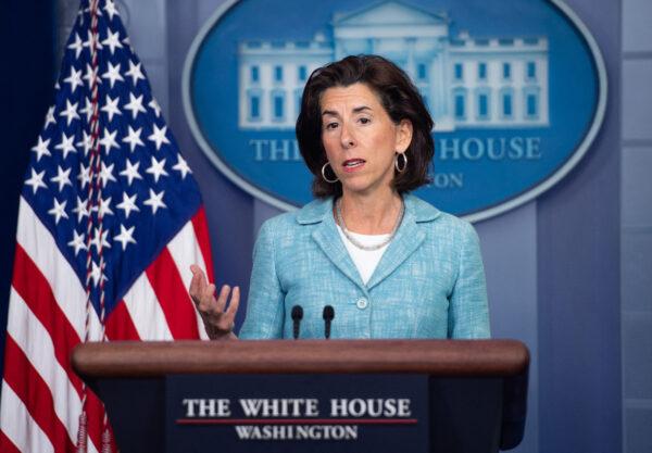 Commerce Secretary Gina Raimondo speaks during the daily press briefing in the Brady Briefing Room of the White House in Washington on July 22, 2021. (Saul Loeb/AFP via Getty Images)