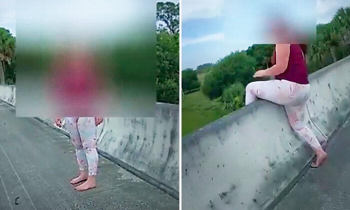 Officers Spot ‘Distraught’ Woman About to Leap Off Bridge Into Traffic, Pull Her Back Just in Time