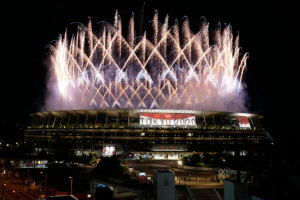 Fireworks illuminate over the National Stadium during the opening ceremony of the 2020 Summer Olympics in Tokyo, Japan, on July 23, 2021. (Shuji Kajiyama/AP Photo)