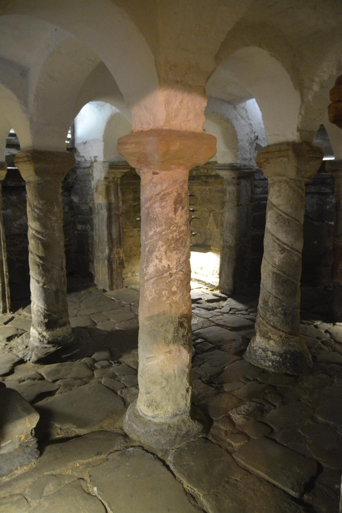 The Saxon crypt at Repton church shows similarities to the Anchor Church Caves nearby. (Courtesy of Mark Horton/Royal Agricultural University)