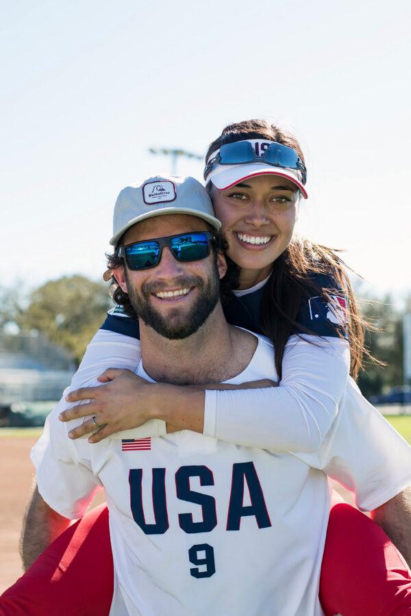 Jake and Janie Reed pose for a photo in Clearwater, Fla., in February 2020. (Jade Hewitt/Courtesy of USA Softball)
