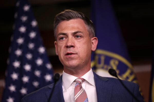 Rep. Jim Banks (R-Ind.) speaks at a news conference in Washington on July 21, 2021. (Kevin Dietsch/Getty Images)