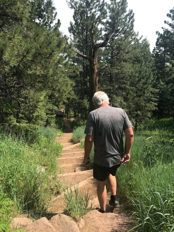 A hiker descends the McClintock Nature Trail above Colorado Chautauqua in Boulder, Colo. (Courtesy of Lesley Sauls Frederikson)