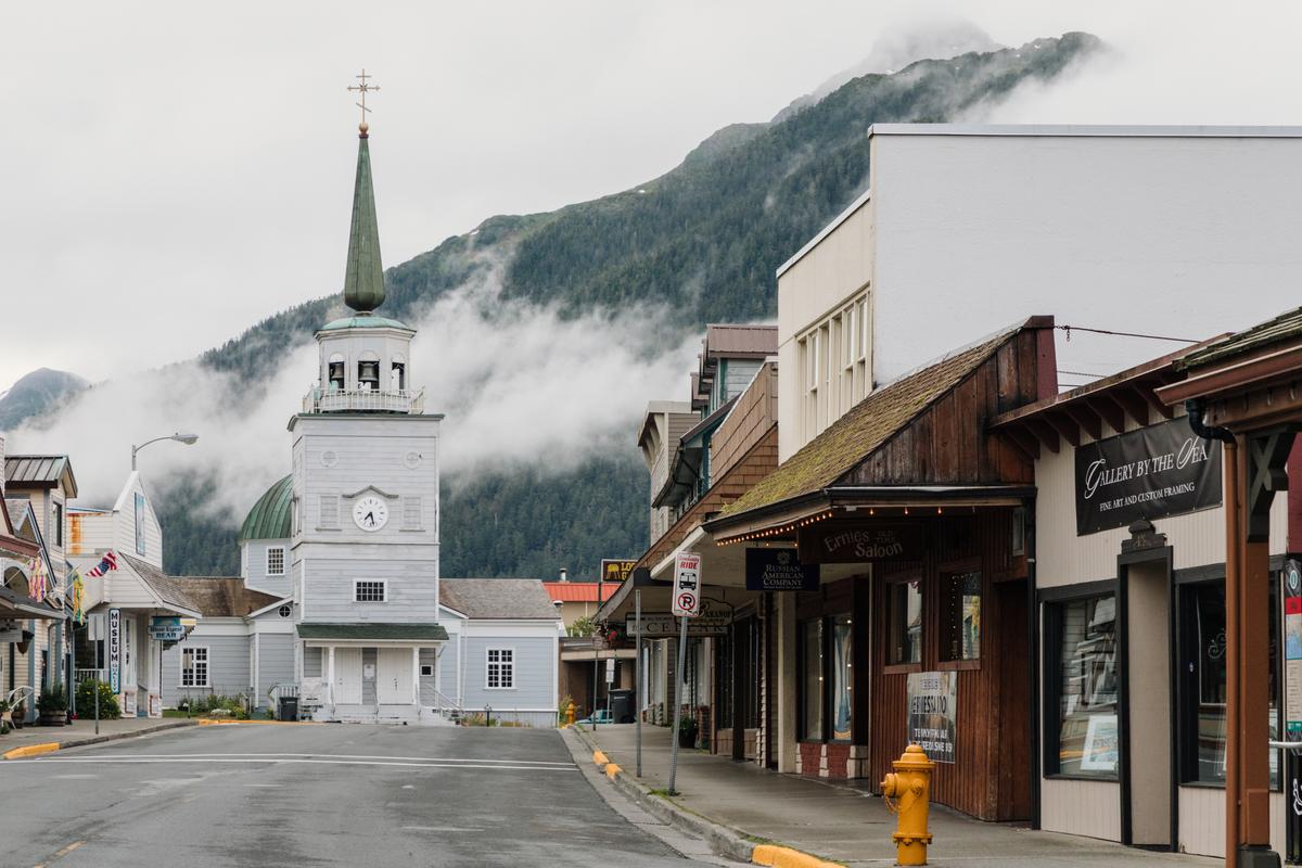 Lincoln Street in downtown Sitka is dominated by the Orthodox Cathedral of St. Michael the Archangel. (Dennis Lennox)