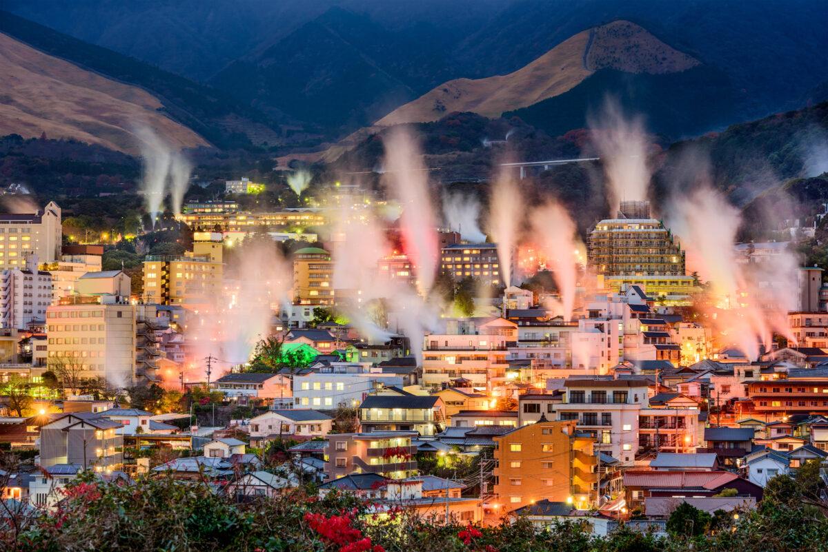 Steam rises from hot spring bathhouses in Beppu, Japan. (Sean Pavone/Shutterstock)