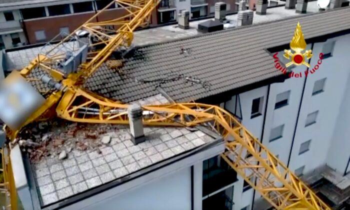 Crane Collapses on Milan Building Amid Hailstorm