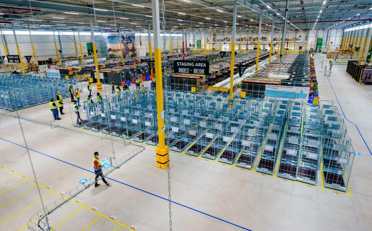 A new delivery warehouse of the U.S. e-commerce company Amazon in Rozenburg-Schiphol, Netherlands, on July 13, 2021. (Marco De Swart/ANP/AFP via Getty Images)
