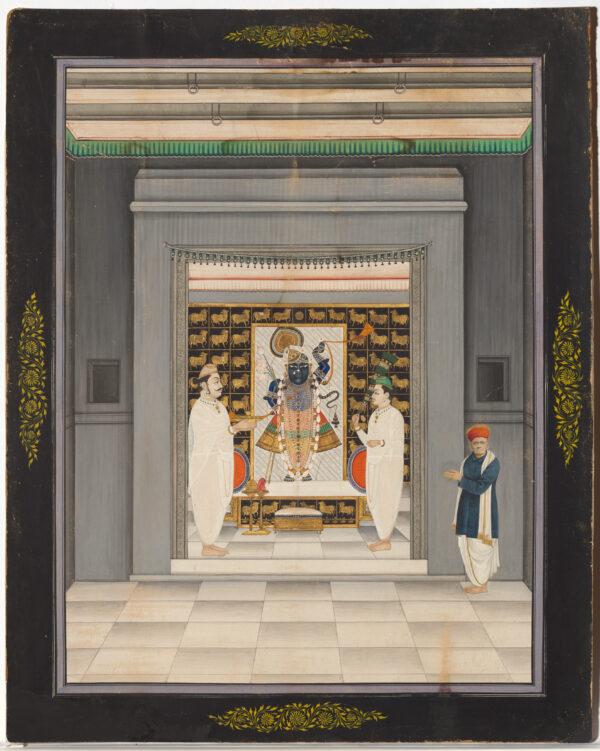 'Manorath' portrait of donor and priests before Shri Nathji, Udaipur, Rajasthan. (Supplied, National Gallery of Australia)