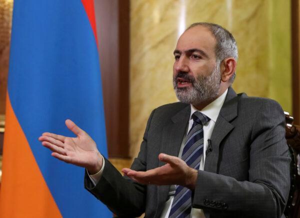 Armenian Prime Minister Nikol Pashinyan is pictured during an interview with Reuters in Yerevan, Armenia, on Oct. 13, 2020. (Hayk Baghdasaryan/Photolure via Reuters)