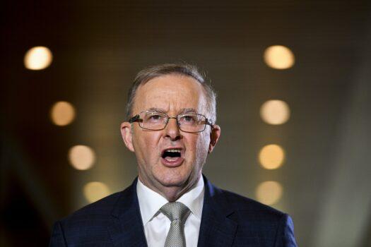 Australian Opposition leader Anthony Albanese speaks to the media during a press conference at Parliament House in Canberra on July 16, 2021. (Lukas Coch/AAP Image)