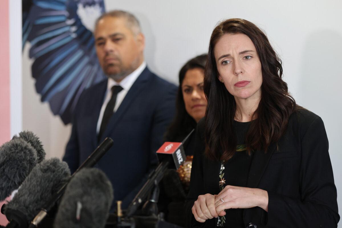 New Zealand Prime Minister Jacinda Ardern speaks at a news conference in Hamilton, New Zealand on July 28, 2021. (Michael Bradley/Getty Images)
