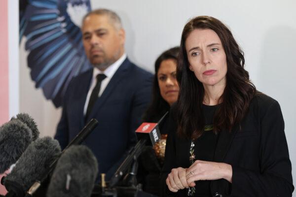 New Zealand Prime Minister Jacinda Ardern speaks at a news conference in Hamilton, New Zealand, on July 28, 2021. (Michael Bradley/Getty Images)