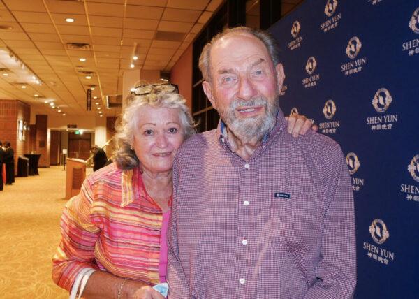 Professor Paul Opler and Evi Buckner-Opler at the Shen Yun performance in Greeley, Colo. on July 31. (Sherry Dong/The Epoch Times)