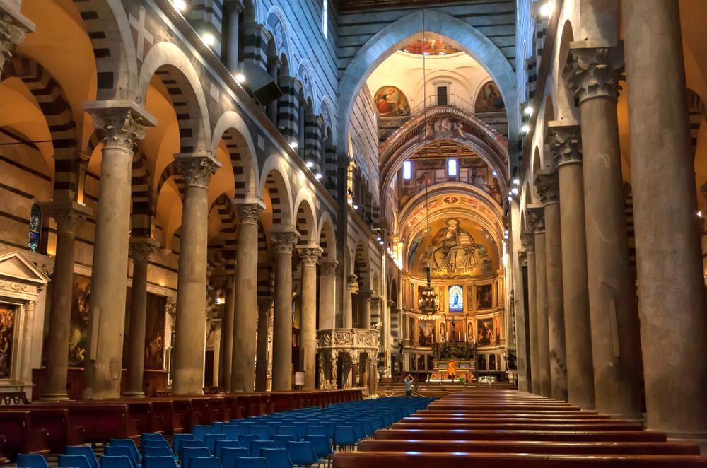 The 11th-century Roman Catholic cathedral has a bright interior. Its columns were made from stone from conquered Muslim territories. (Radiokafka/Shutterstock)