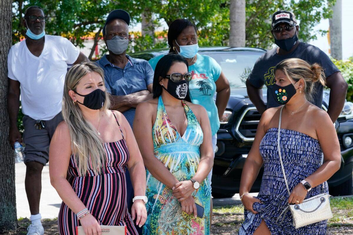 A group waits to get COVID-19 tests in North Miami, Fla., on July 31, 2021. (Marta Lavandier/AP Photo)