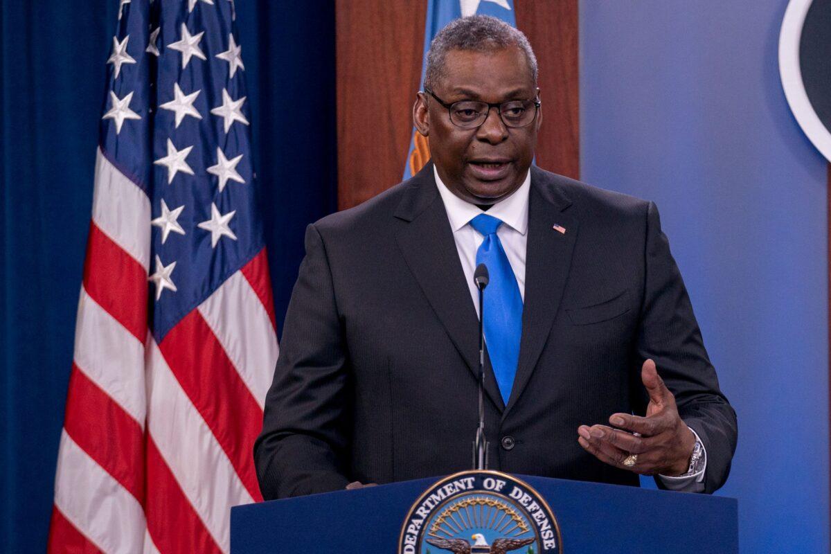 Defense Secretary Lloyd Austin speaks during a press conference at the Pentagon in Arlington, Va., on July 21, 2021. (Ken Cedeno/Reuters)