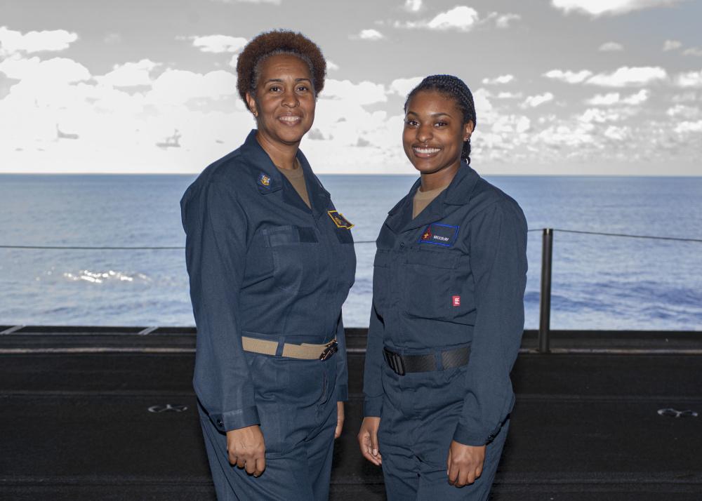 LSCM Tanya McCray (L) has dedicated nearly 30 years to the U.S. Naval service. Her husband is a fellow master chief. (Courtesy of Gary Prill via <a href="https://www.dvidshub.net/news/401323/big-boots-fill">DVIDSHUB</a>)