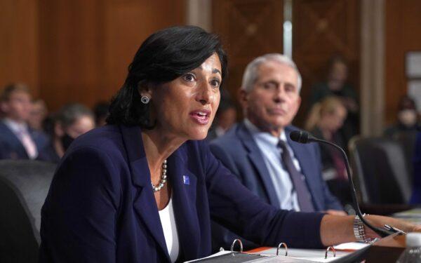 Dr. Rochelle Walensky, director of the Centers for Disease Control and Prevention, and top infectious disease expert Dr. Anthony Fauci testify before the Senate Health, Education, Labor, and Pensions Committee, on Capitol Hill in Washington on July 20, 2021. (J. Scott Applewhite/Pool/Getty Images)