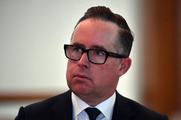 Qantas Group CEO Alan Joyce is seen during a Business Council of Australia breakfast in the Mural Hall at Parliament House in Canberra, Australia on March 17, 2021. (Sam Mooy/Getty Images)