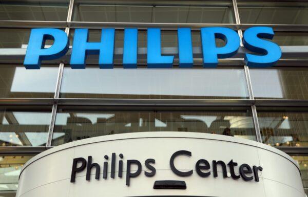 Dutch technology company Philips' logo at company headquarters in Amsterdam on Jan. 29, 2019. (Eva Plevier/Reuters)