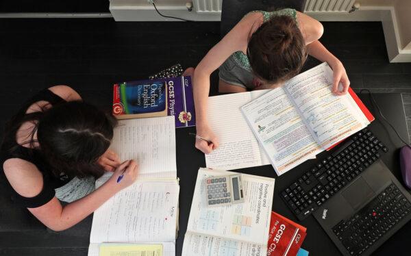 Children take part in homeschooling, studying mathematics, English, and sciences from their homes (Peter Byrne/PA)