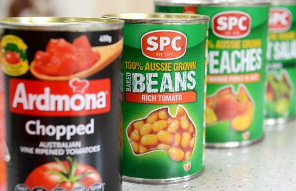 Assorted canned fruit and vegetables made by SPC Ardmona pictured in Brisbane, Australia, on Feb. 5, 2014.