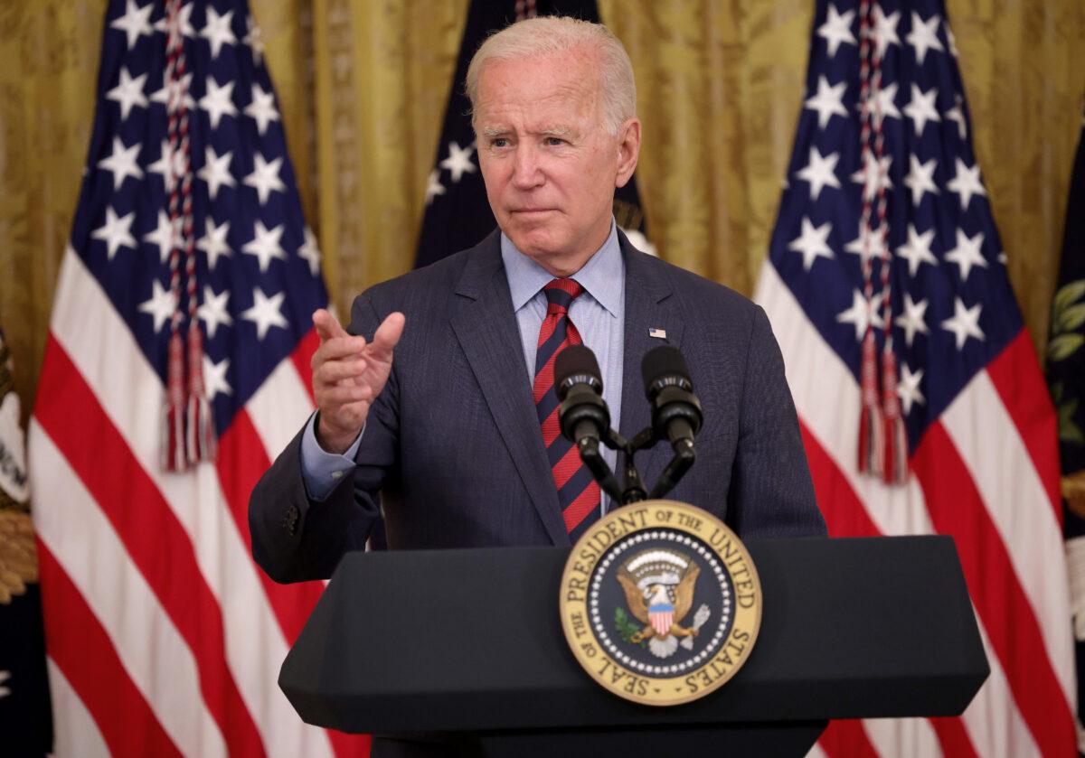 President Joe Biden takes questions during an event in the East Room of the White House on Aug. 3, 2021. (Win McNamee/Getty Images)