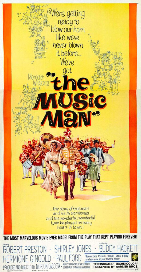 Robert Preston played the lead, Harold Hill, in both the stage and 1962 film version of "The Music Man." (Warner Bros.)