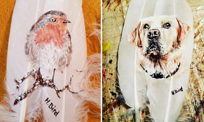 Photos: Artist Paints Amazing Photos of Birds and Pets on Feathers