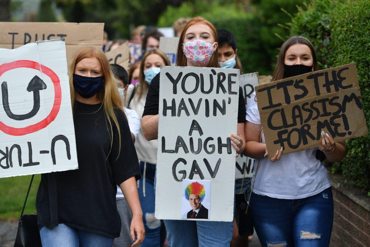 Students protested in 2020 over their A-level results in an undated photo. (PA)