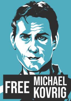 Campaign poster calling for the release of former Canadian diplomat Michael Kovrig from arbitrary detention in China. (Handout via Bankrupt/Richárd Vass)
