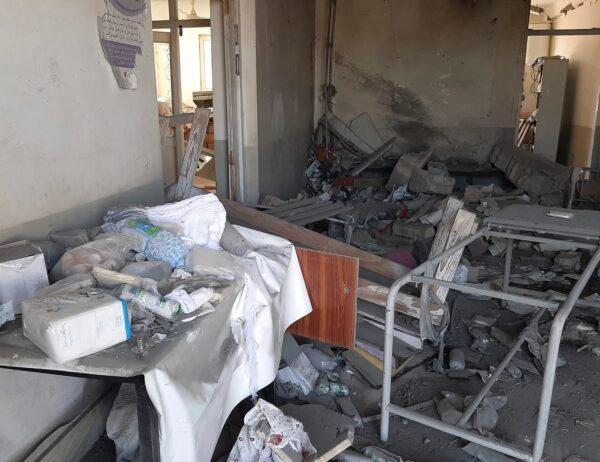 Damaged clinic is seen after airstrikes against Taliban in Lashkar Gah city of Helmand province southern of Kabul, Afghanistan, on Aug. 8, 2021. (Abdul Khaliq/AP Photo)