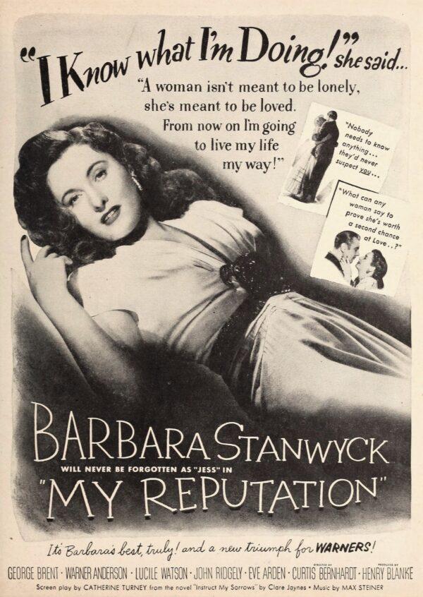 The poster for “My Reputation” starring Barbara Stanwyck. (Warner Bros.)