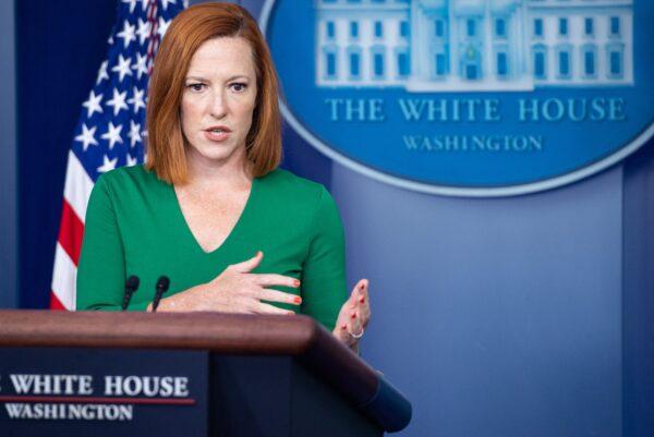 White House Press Secretary Jen Psaki speaks during the daily press briefing in the Brady Briefing Room of the White House in Washington on Aug. 6, 2021. (Saul Loeb/AFP via Getty Images)