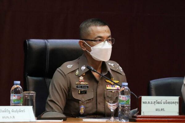 Thailand National Police Chief Suwat Jangyodsuk talks to media during a press conference at Provincial Police Region 8 in the southern island of Phuket, Thailand, on Aug. 8, 2021. (Provincial Police Region 8 via AP)