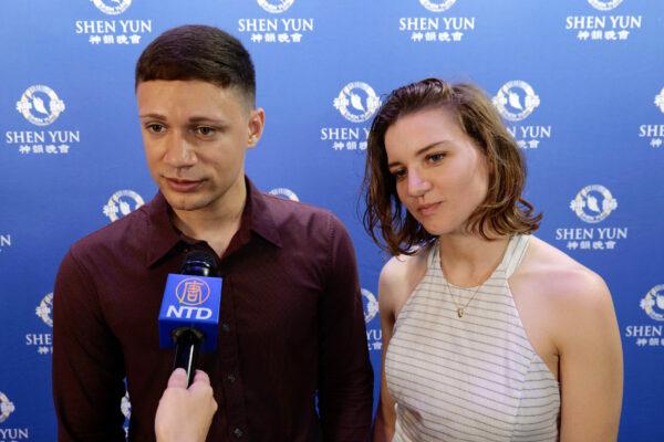 Captain Gabriel Ventura and Hope Goddard spoke about their experience watching Shen Yun in San Antonio, Texas, on Aug. 7, 2021. (NTD Television)
