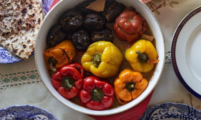 Baba Maral’s Azerbaijani Stuffed Eggplants, Peppers, and Tomatoes (‘Three Sisters’)