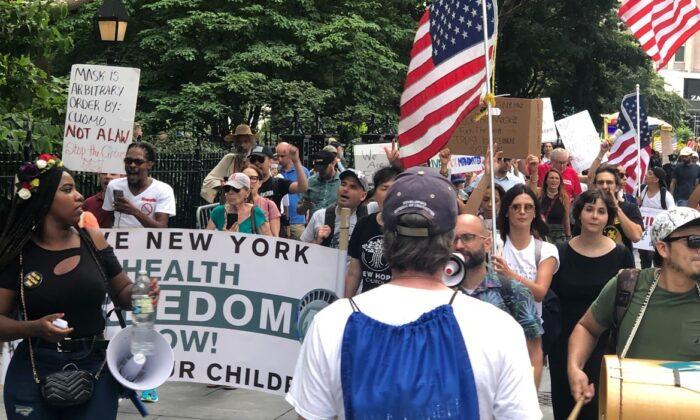 Protestors Gather at New York City Hall to Oppose Vaccine Passport