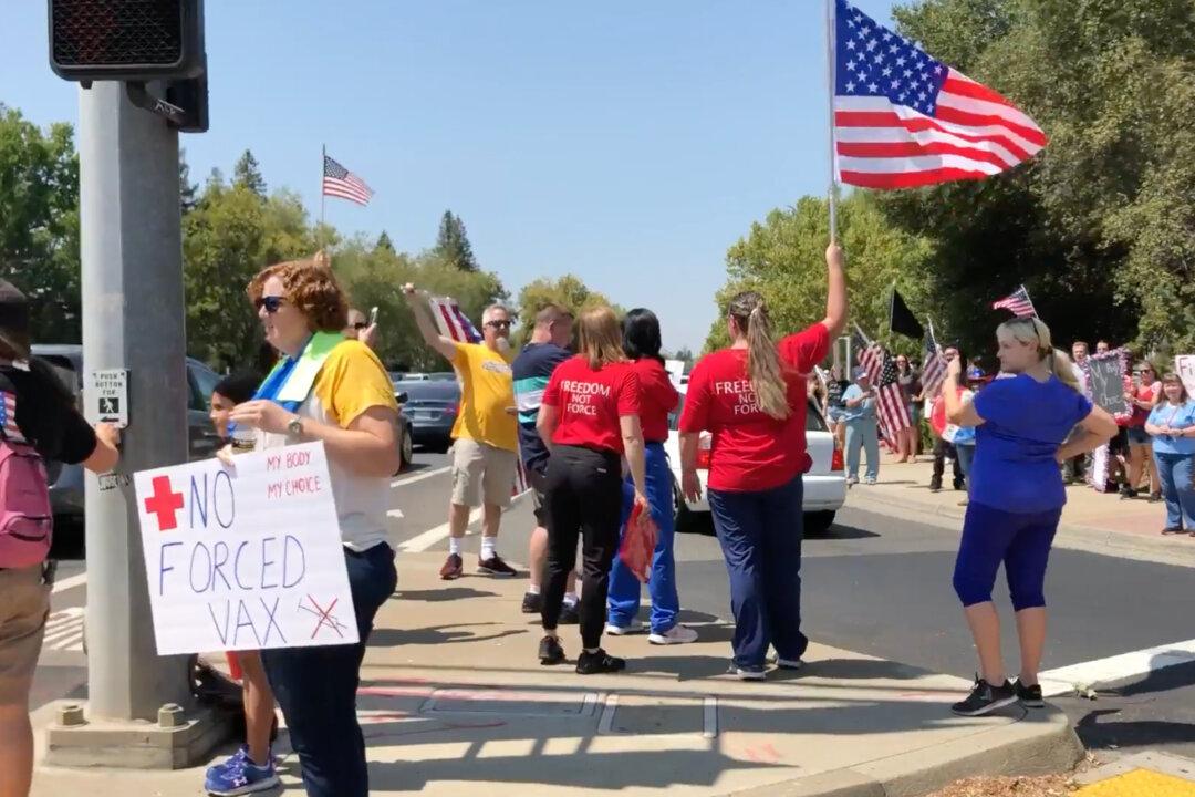 Locals in California City Protest State Vaccine Mandates