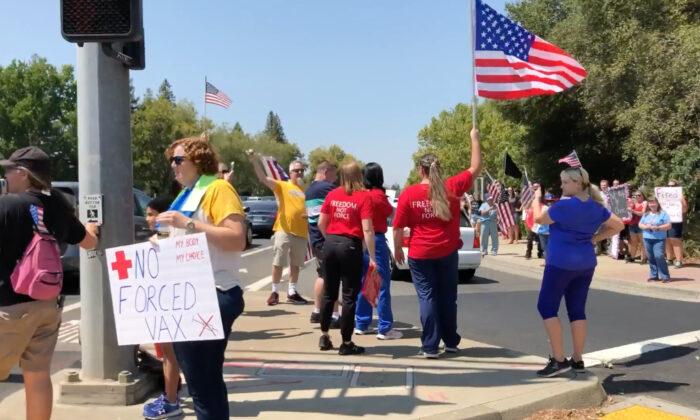 Locals in California City Protest State Vaccine Mandates