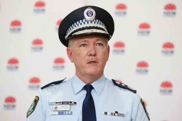 NSW Police Commissioner Mick Fuller speaks during a COVID-19 update and press conference in Sydney, Australia, on July 30, 2021 (Lisa Maree Williams Pool/Getty Images)