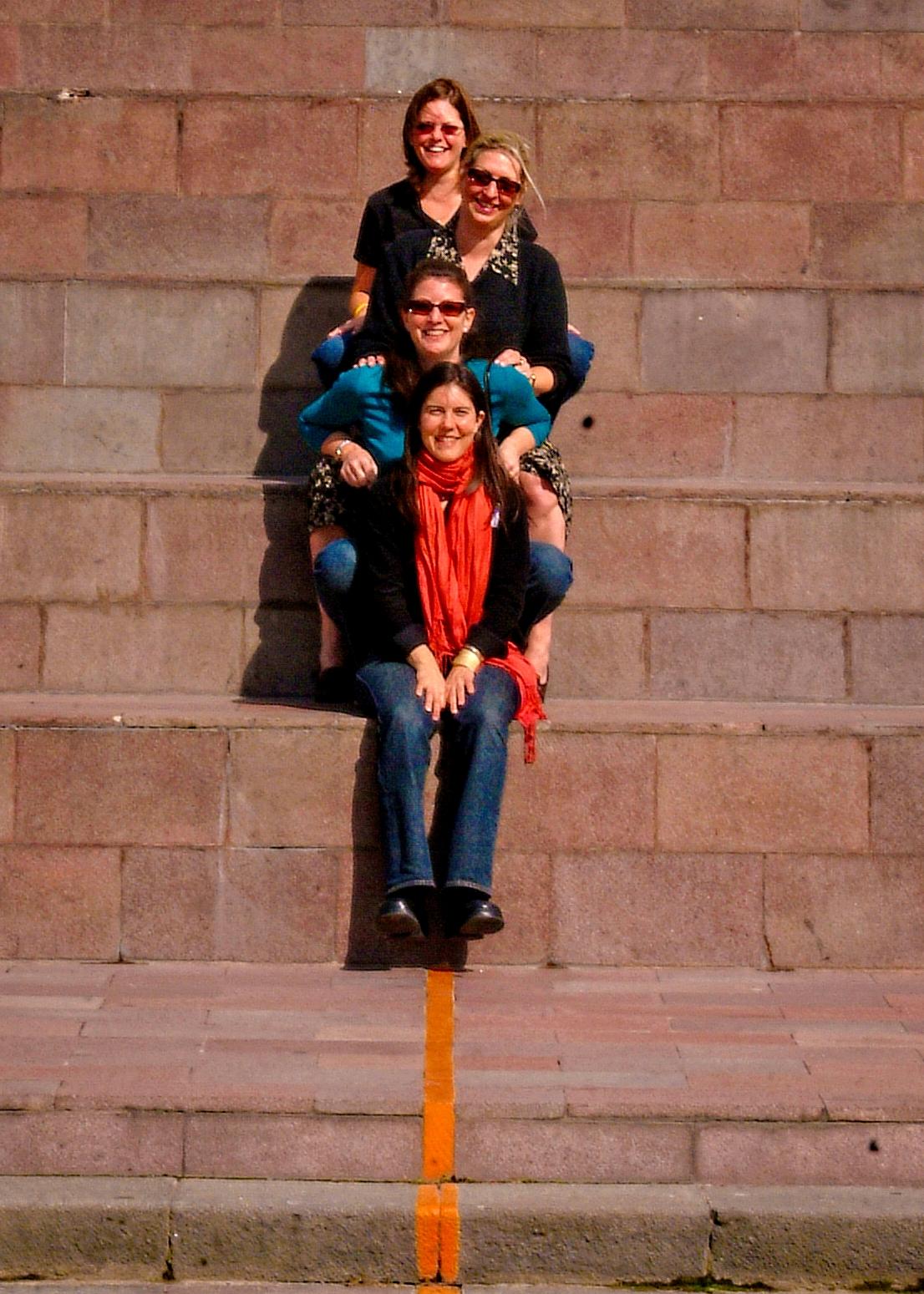 At this structure marking the equator 16 miles north of Quito, some American tourists place one foot in the Northern Hemisphere and the other in the Southern Hemisphere. Few who stop at the equator can resist the temptation to do this. (Copyright Fred J. Eckert)