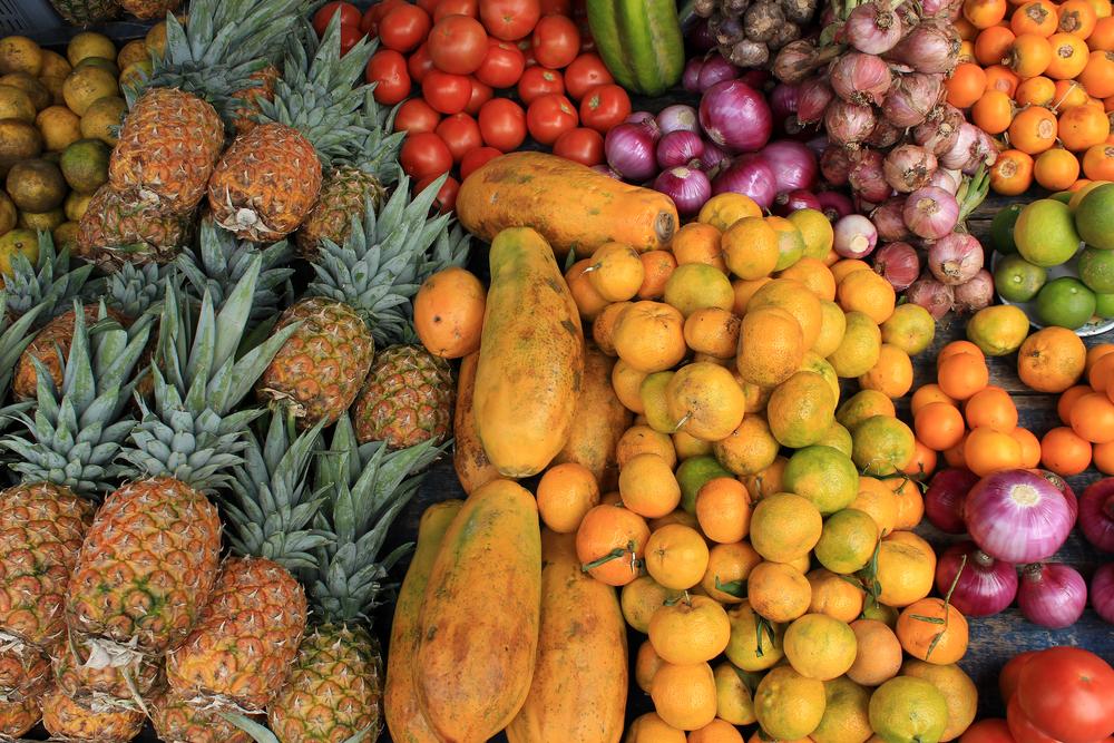 An abundance of fruits at the Otavalo market. (RobHamm/Shutterstock)